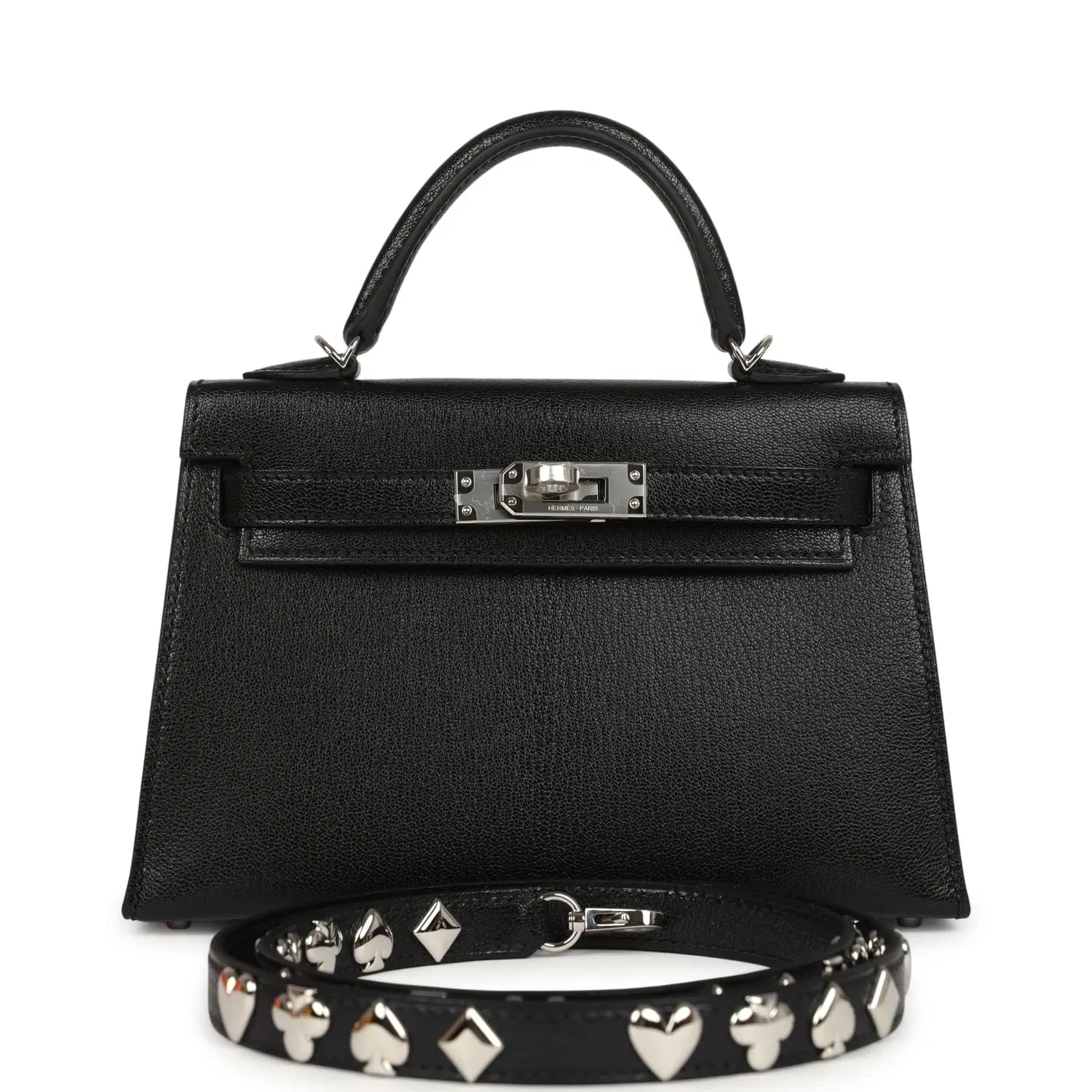 Hermes "Clou De Coeur" Kelly Sellier 20 Black Chevre Chamkila Palladium Hardware