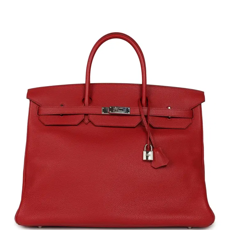 Pre-owned Hermes Birkin 40 Rouge Garance Togo Palladium Hardware-Hover-Image