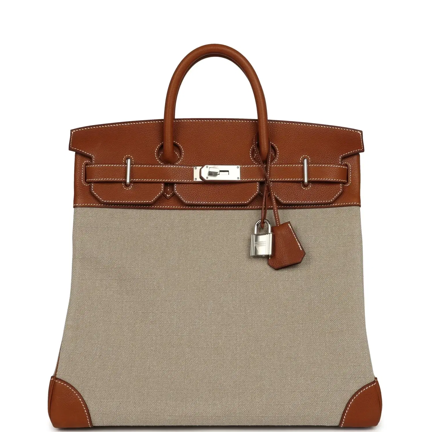 Hermes Birkin HAC 40 Fauve Barenia and Ficelle Toile H Palladium Hardware