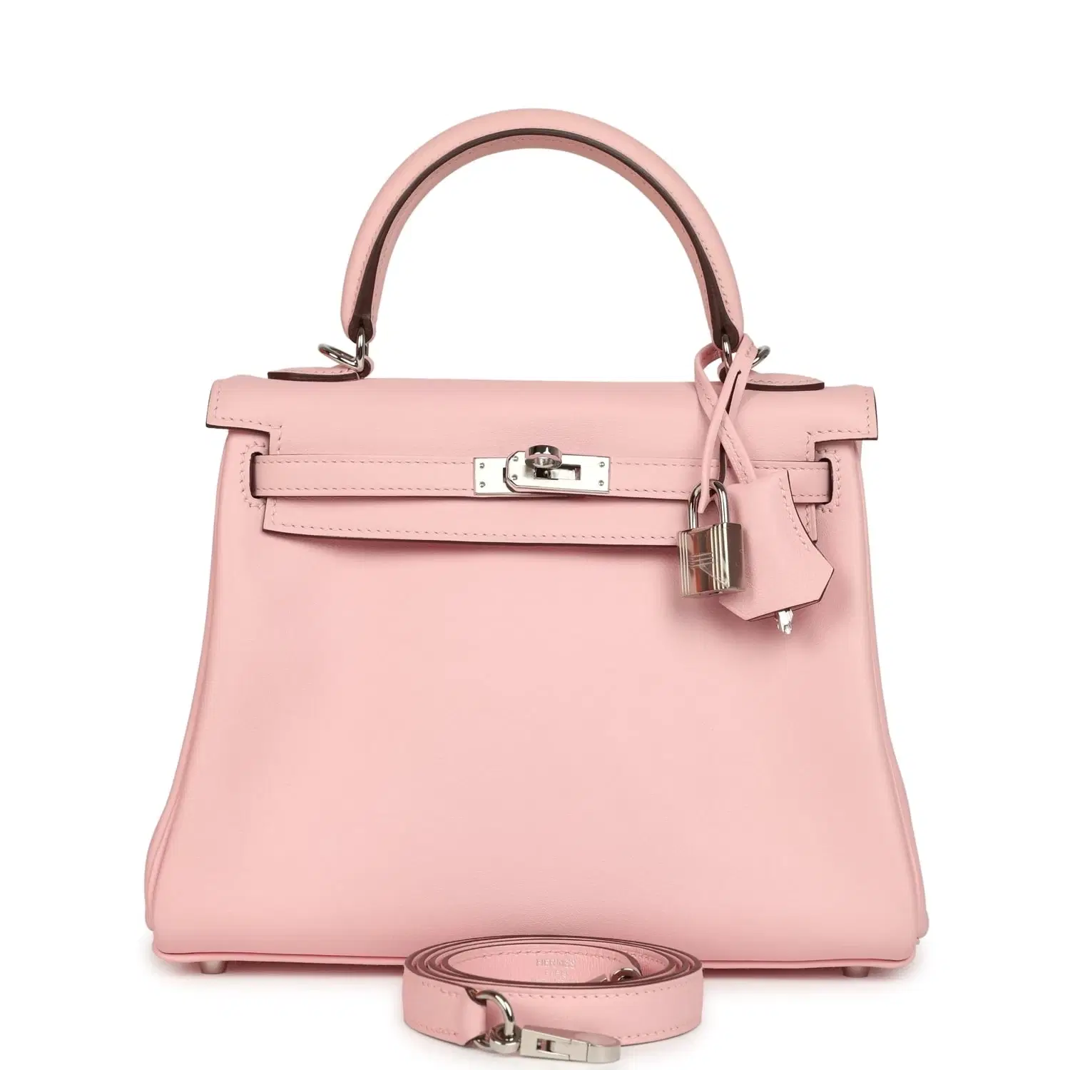 Hermes Kelly Retourne 25 Rose Sakura Swift Palladium Hardware