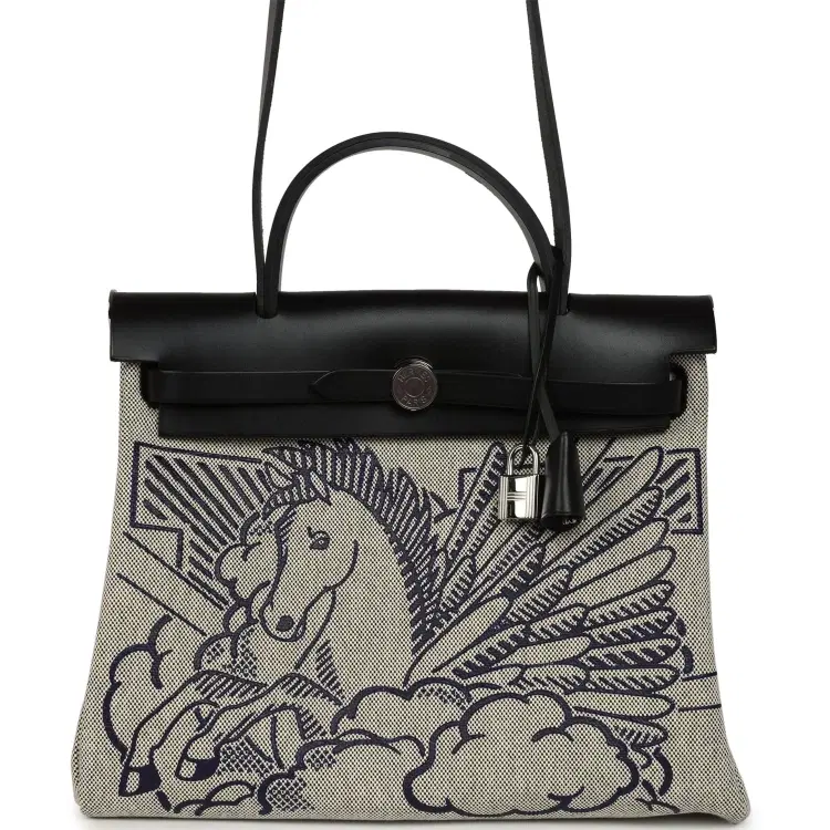 Hermes Herbag Zip Pegase Pop PM 31 Bleu Indigo-Ecru Toile H Canvas, Bleu Indigo Vache Hunter Palladium Hardware-Hover-Image