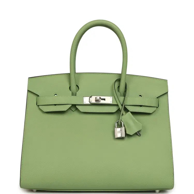 Hermes Birkin Sellier 30 Vert Criquet Epsom Palladium Hardware-Hover-Image