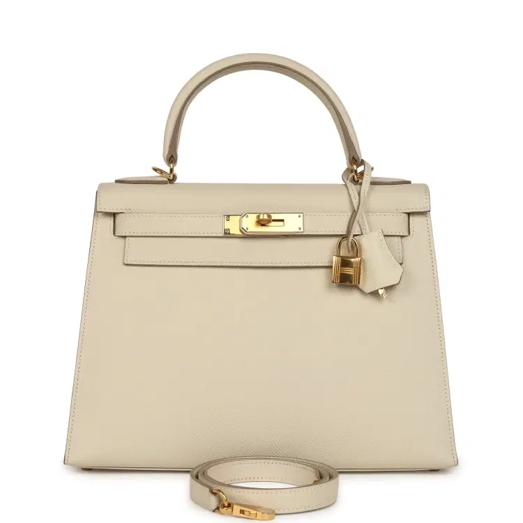 Hermes Kelly Sellier 28 Craie Epsom Gold Hardware-Hover-Image