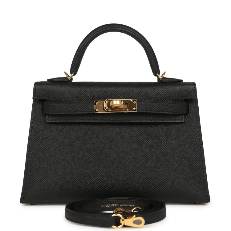 Hermes Kelly Sellier 20 Black Epsom Gold Hardware-Hover-Image