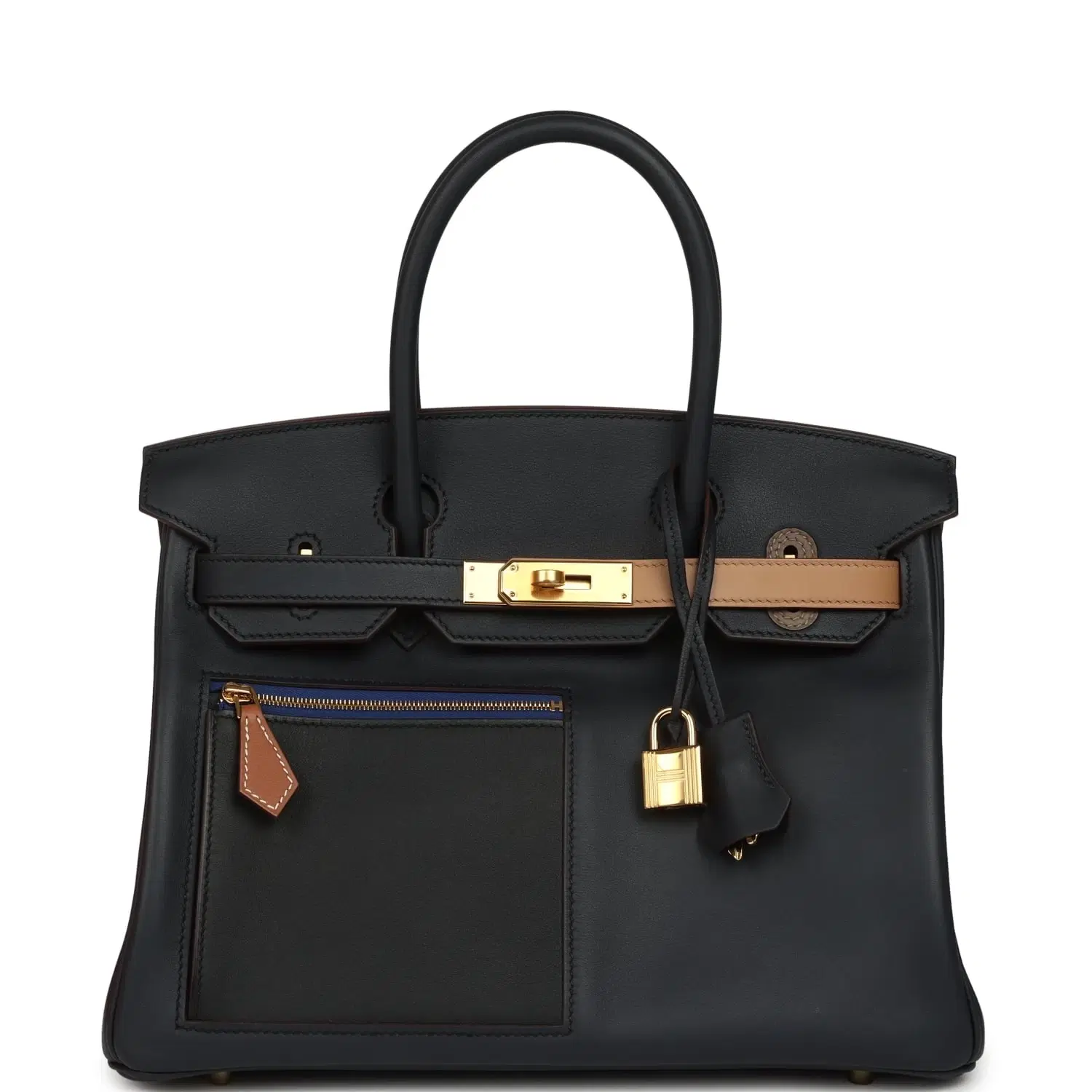 Hermes Colormatic Birkin 30 Bleu Navy, Black, Chai, Etoupe and Gold Swift Gold Hardware