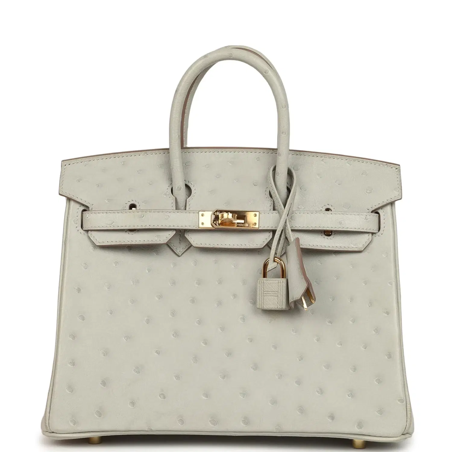 Hermes Birkin 25 Gris Perle Ostrich Gold Hardware