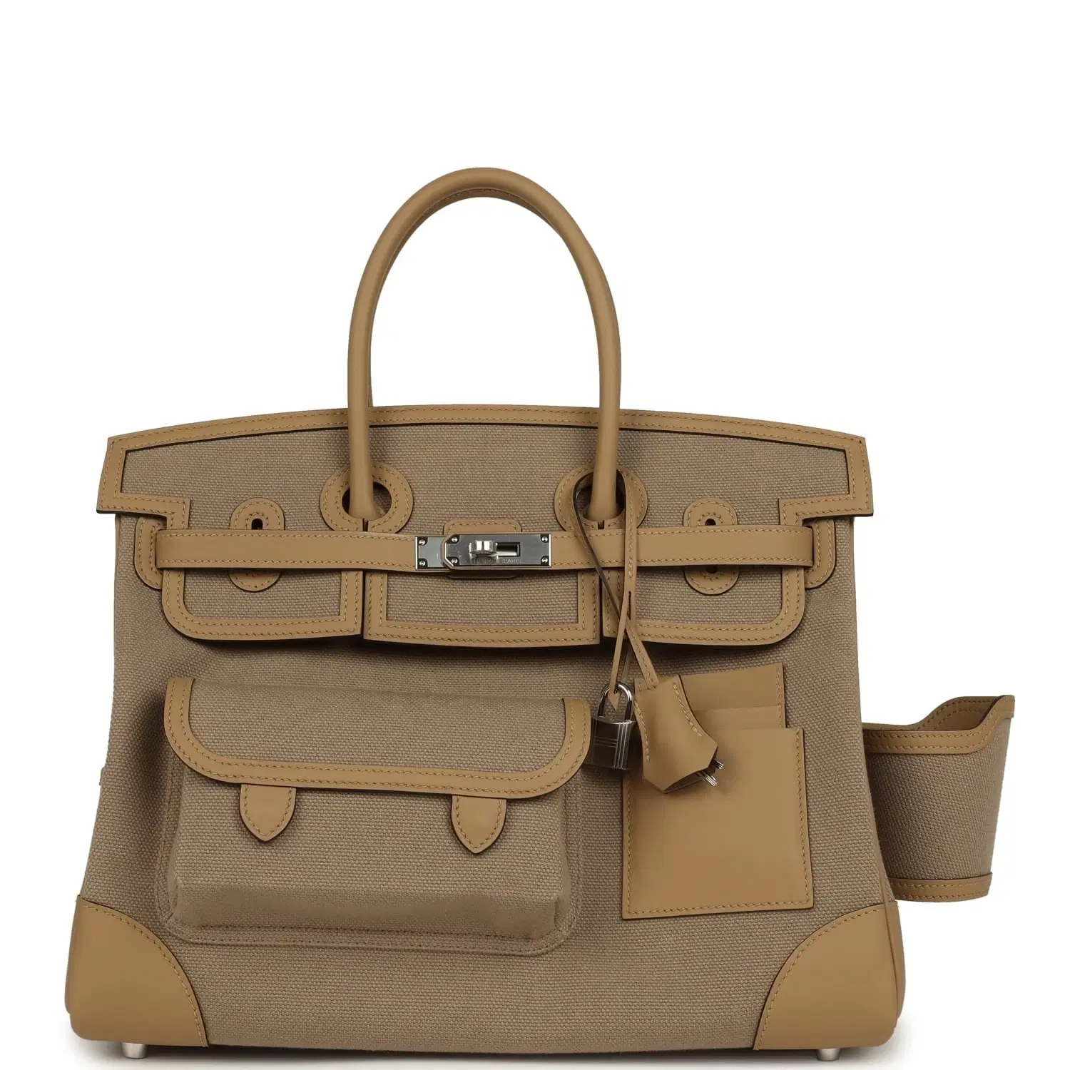 Hermes Birkin 35 Cargo Beige Marfa Toile Goeland Canvas, Poussiere Swift Palladium Hardware