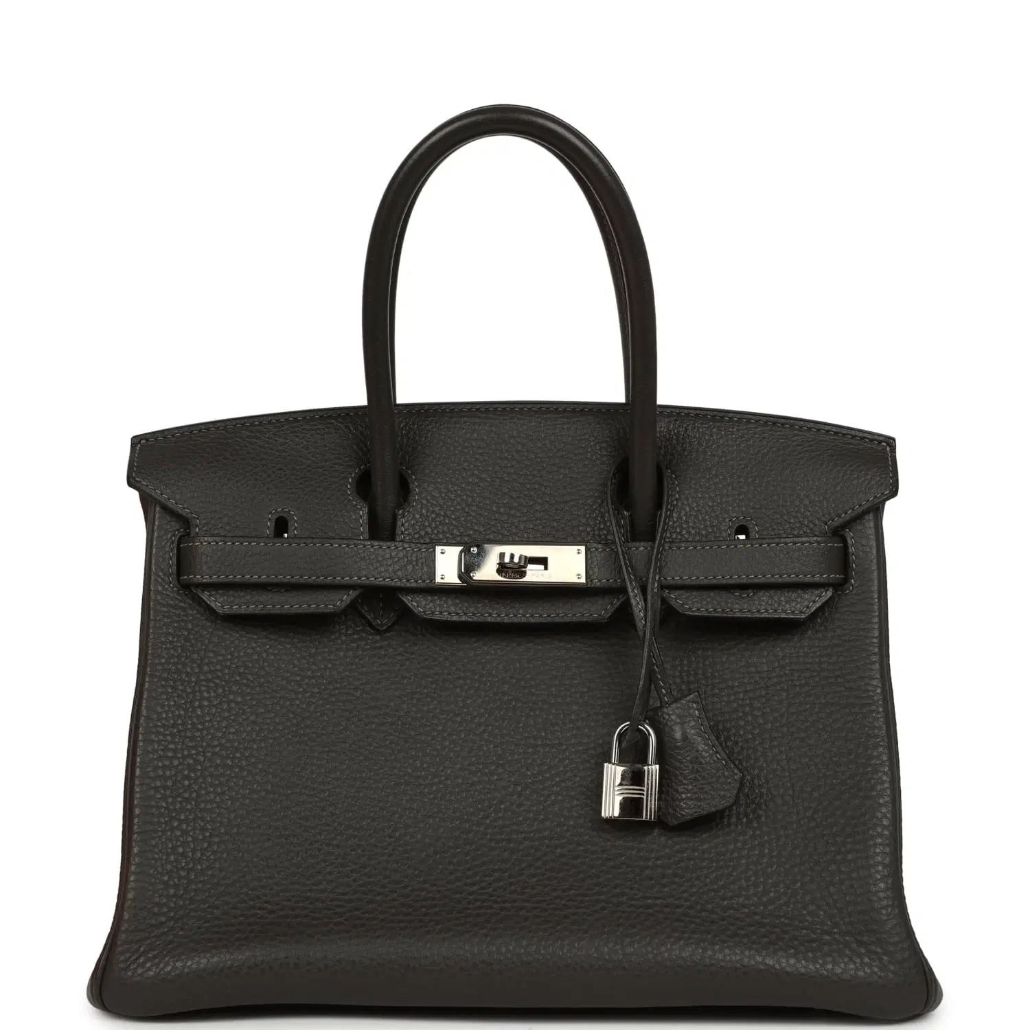Pre-owned Hermes Birkin 30 Graphite Clemence Palladium Hardware
