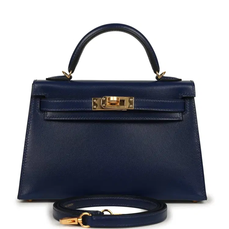 Hermes Kelly Sellier 20 Bleu Saphir Box Gold Hardware-Hover-Image