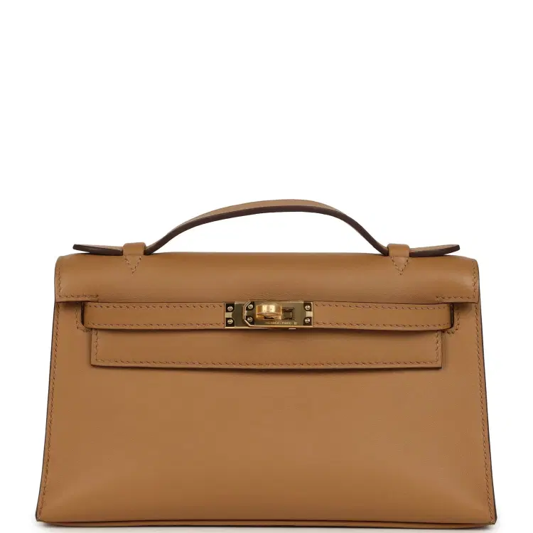 Hermes Kelly Pochette Biscuit Swift Gold Hardware-Hover-Image