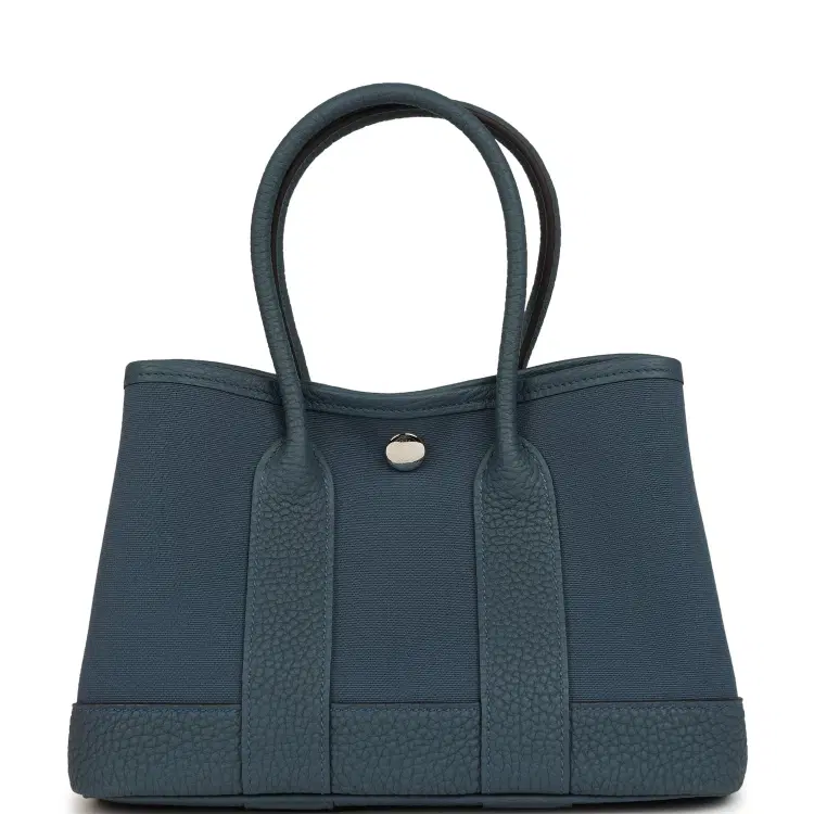 Hermes Garden Party Neo 23 Bleu Tempete Toile Officier and Negonda Palladium Hardware-Hover-Image