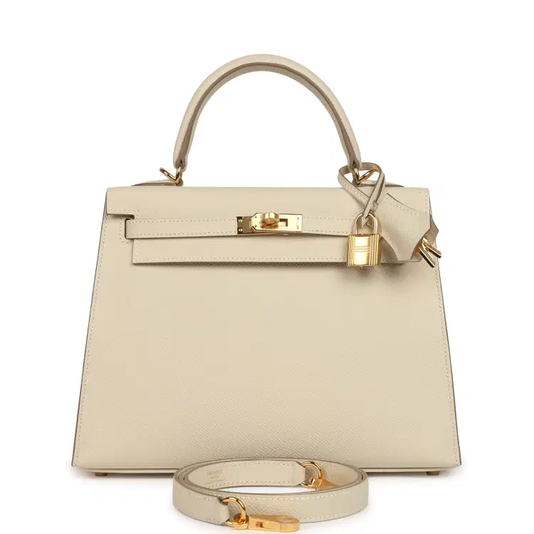 Hermes Kelly Sellier 25 Craie Epsom Gold Hardware-Hover-Image