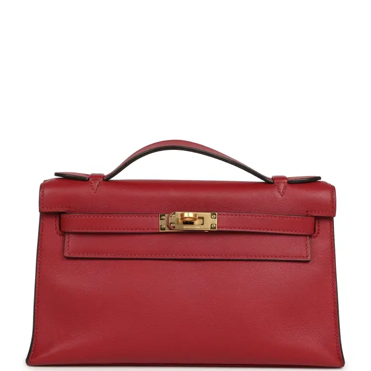 Pre-owned Hermes Kelly Pochette Rubis Swift Gold Hardware-Hover-Image