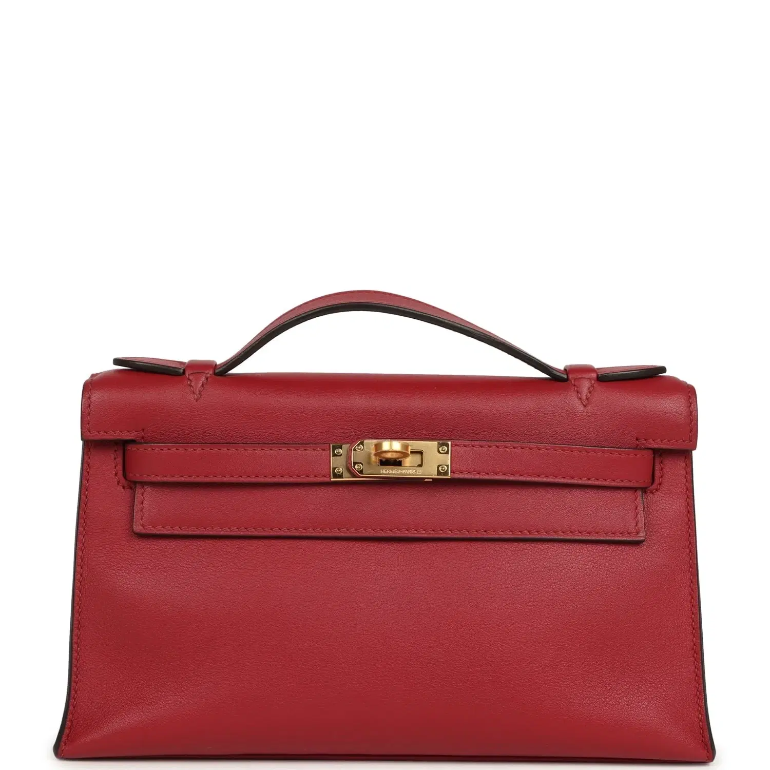 Pre-owned Hermes Kelly Pochette Rubis Swift Gold Hardware