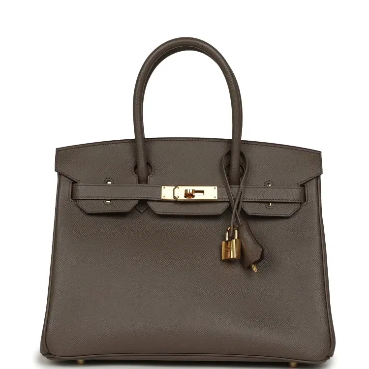 Pre-owned Hermes Birkin 30 Etain Epsom Gold Hardware-Hover-Image