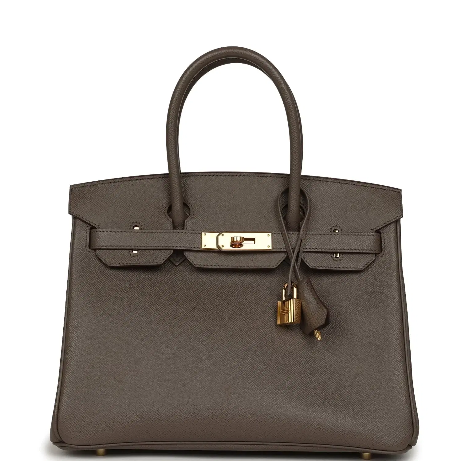 Pre-owned Hermes Birkin 30 Etain Epsom Gold Hardware