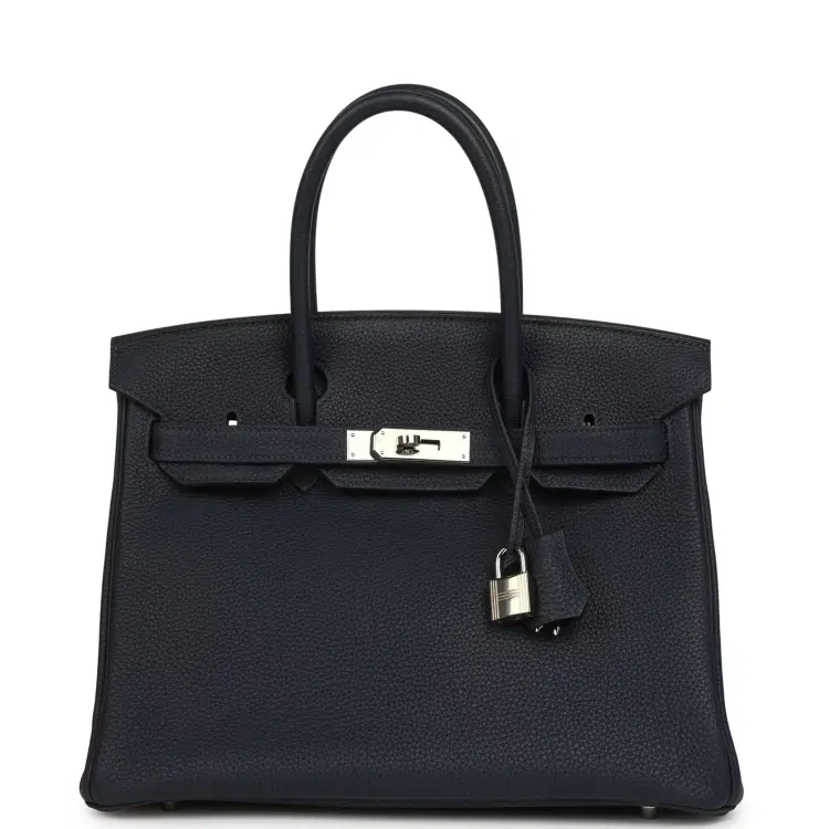 Pre-owned Hermes Birkin 30 Bleu Nuit Togo Palladium Hardware-Hover-Image