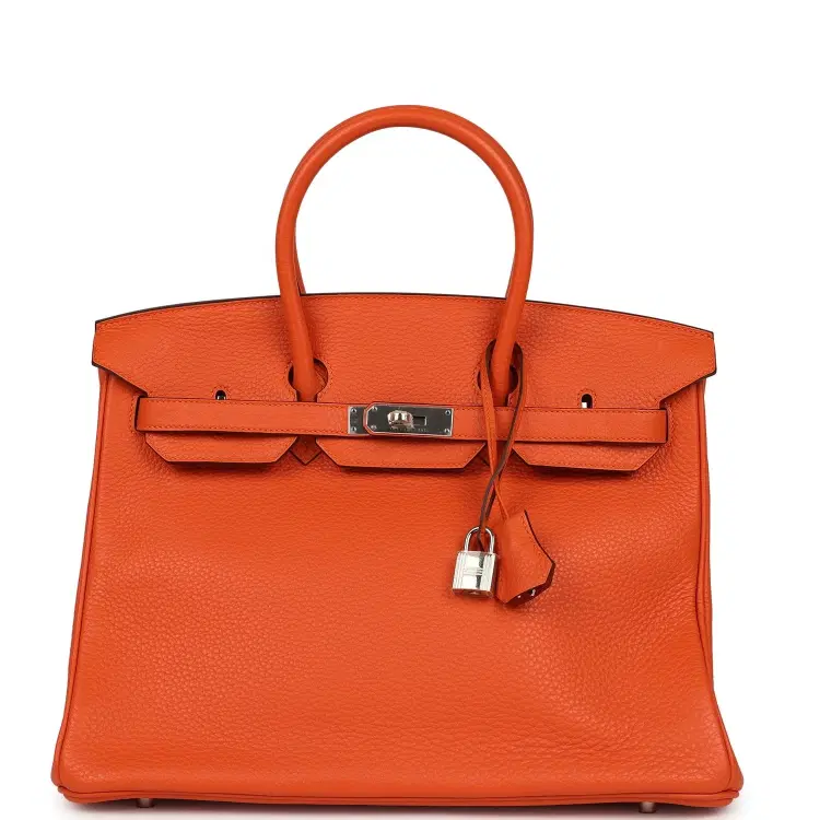 Pre-owned Hermes Birkin 35 Feu Clemence Palladium Hardware-Hover-Image