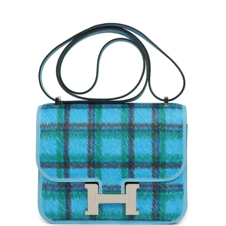 Hermes Constance 18 Tartan Celeste Swift Palladium Hardware-Hover-Image