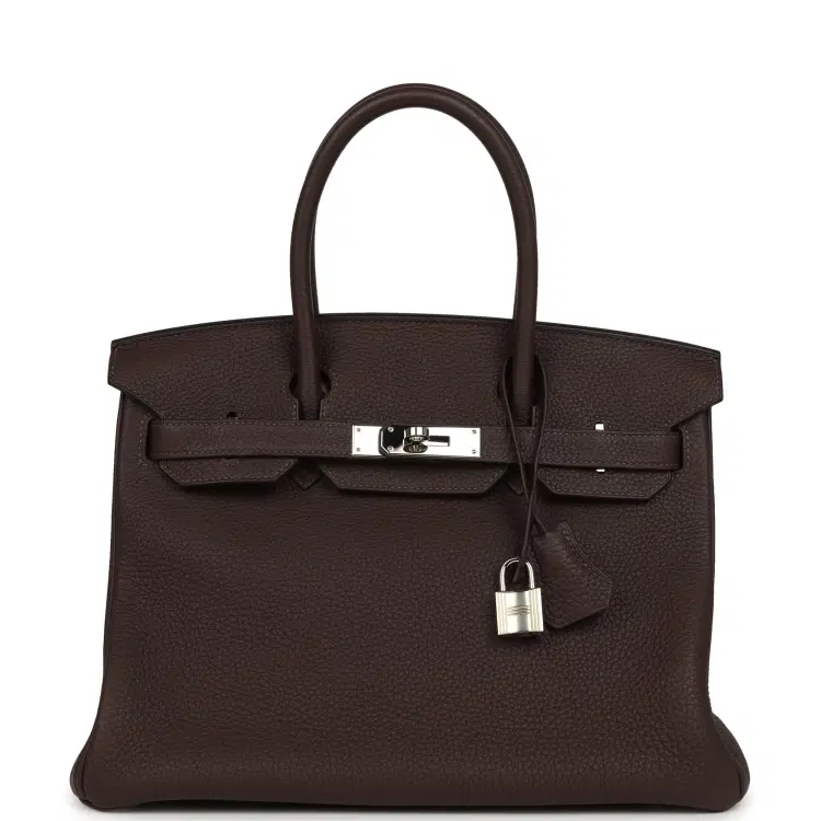 Pre-owned Hermes Birkin 30 Chocolate Togo Palladium Hardware-Hover-Image
