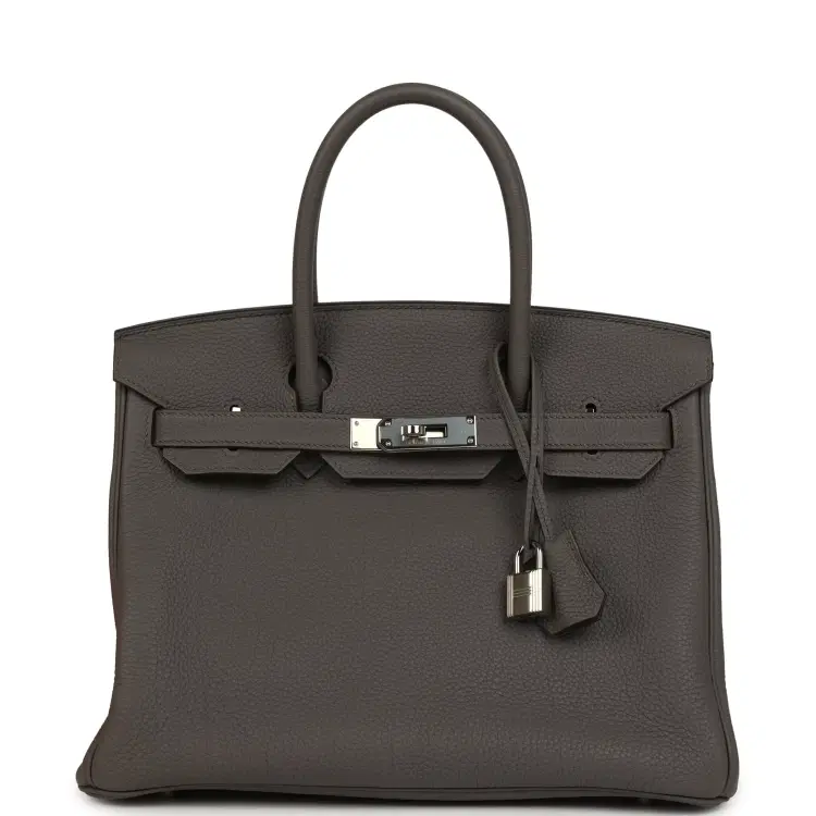 Pre-owned Hermes Birkin 30 Etain Togo Palladium Hardware-Hover-Image