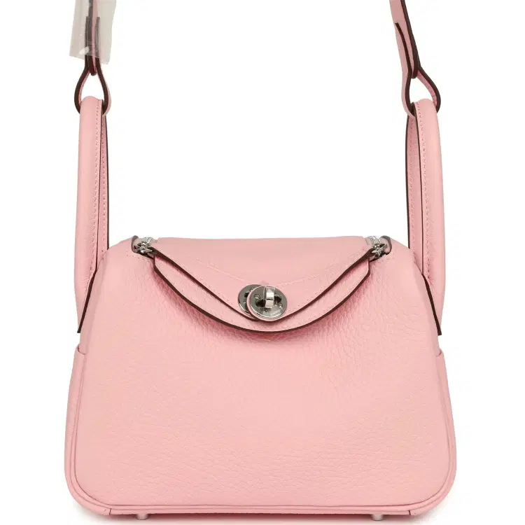 Hermes Mini Lindy II Rose Sakura Verso Clemence Palladium Hardware-Hover-Image