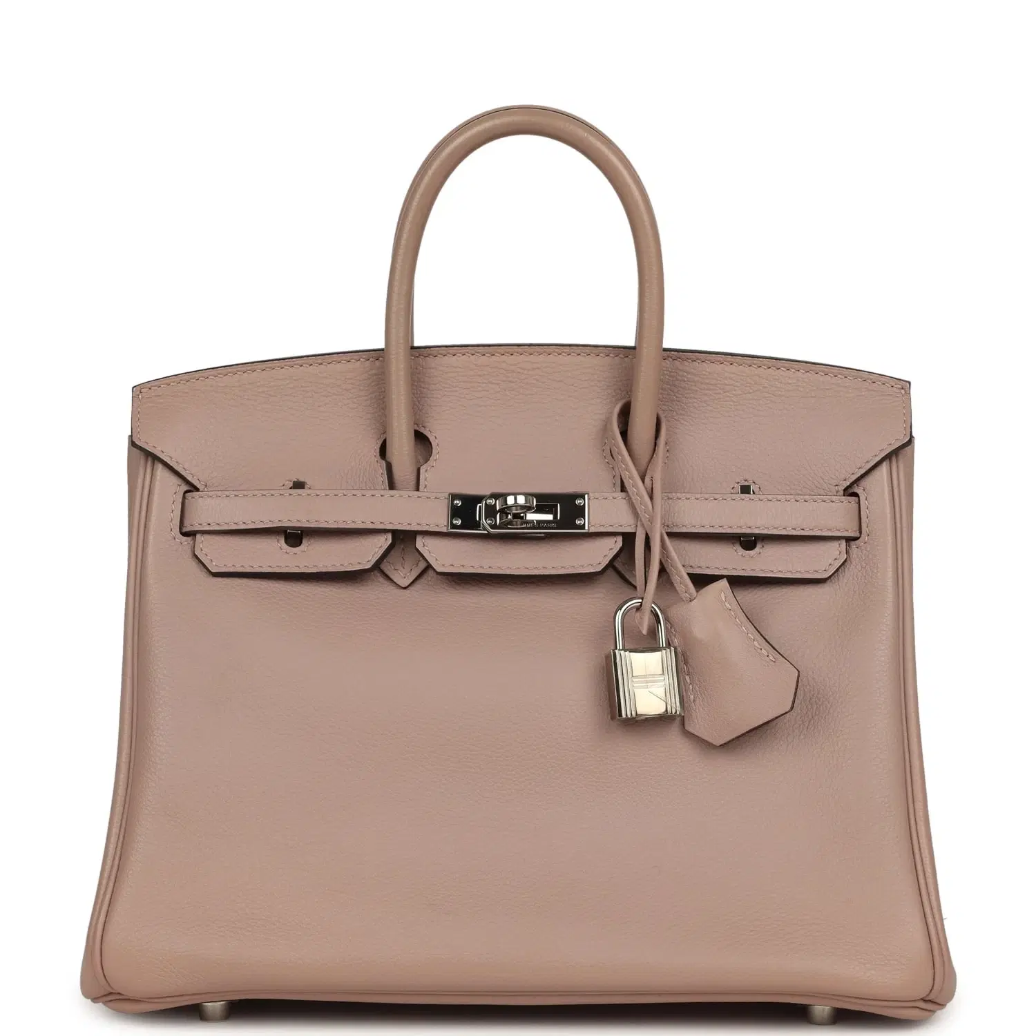 Pre-owned Hermes Birkin 25 Glycine Evercolor Palladium Hardware