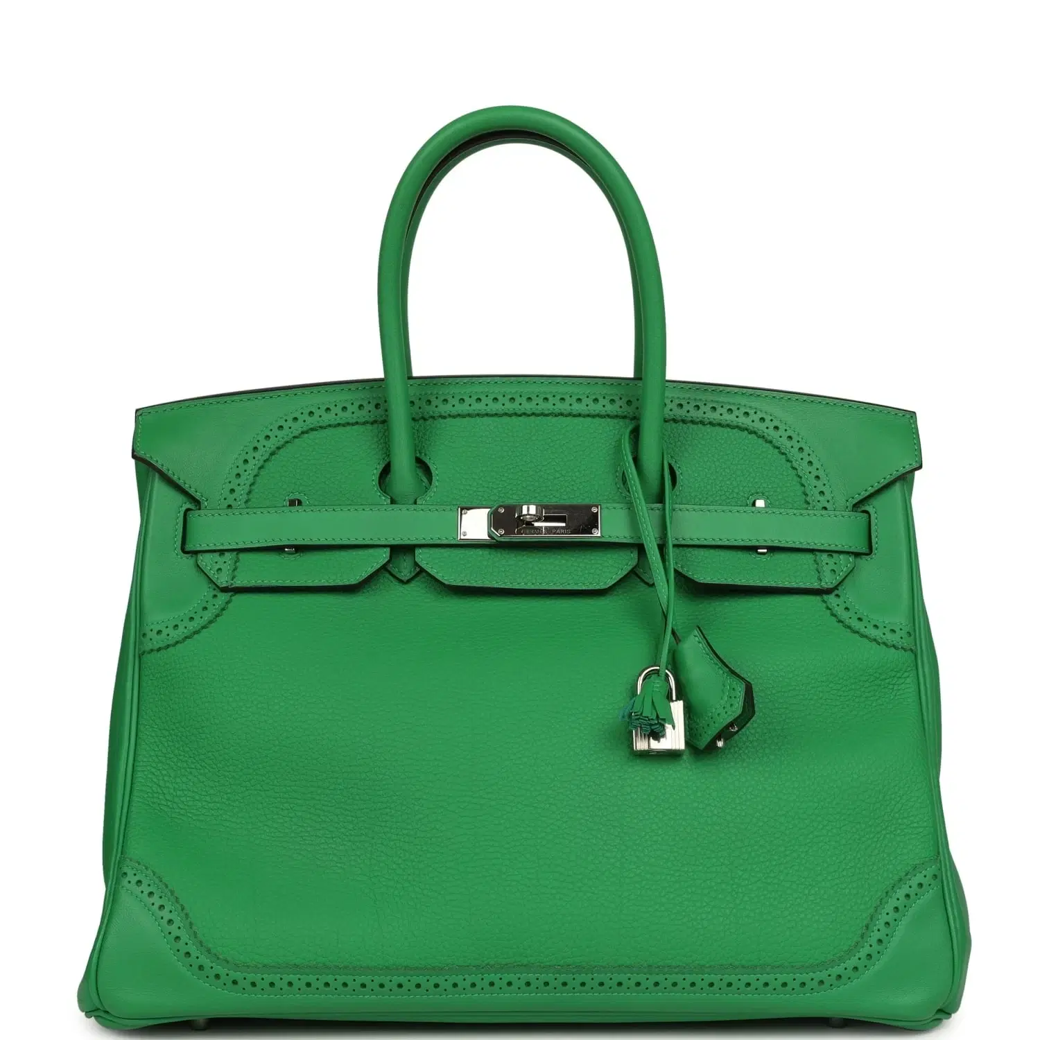 Pre-owned Hermes Birkin Ghillies 30 Bambou Togo, Swift Palladium Hardware