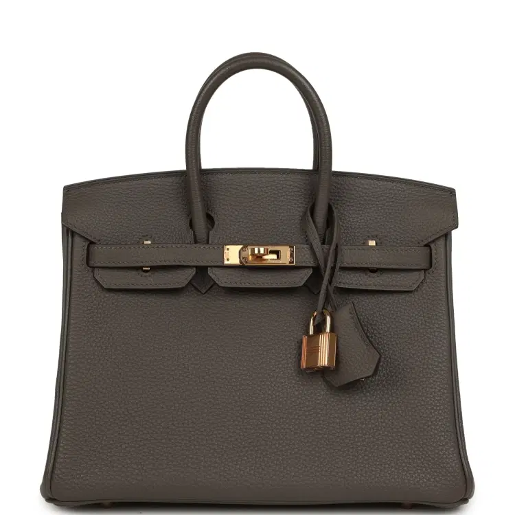 Pre-owned Hermes Birkin 25 Etain Togo Rose Gold Hardware-Hover-Image