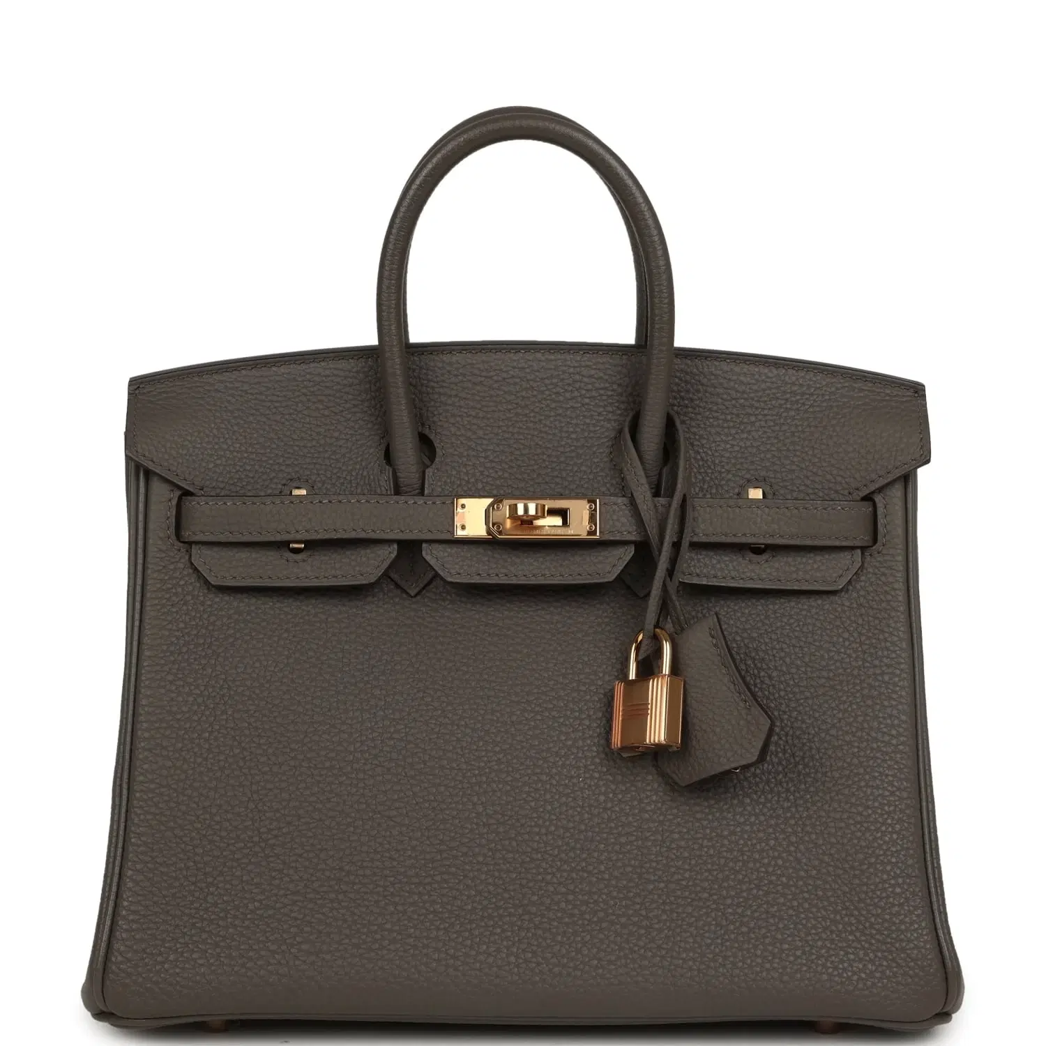 Pre-owned Hermes Birkin 25 Etain Togo Rose Gold Hardware