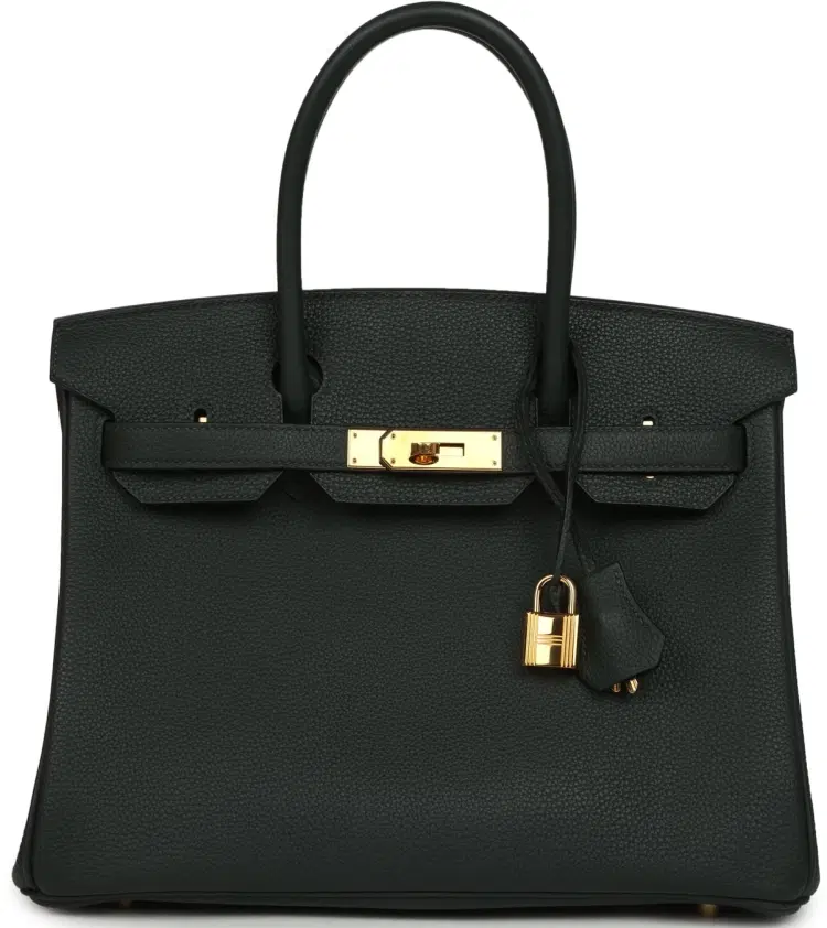 Pre-owned Hermes Birkin 30 Vert Fonce Togo Gold Hardware-Hover-Image