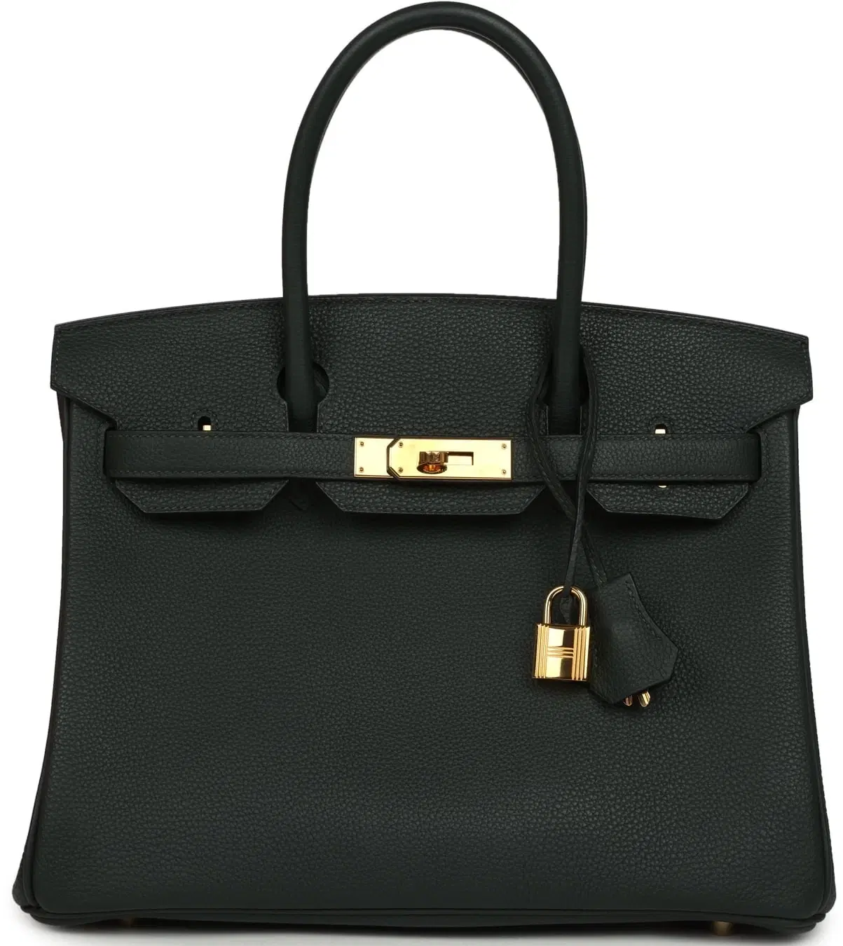 Pre-owned Hermes Birkin 30 Vert Fonce Togo Gold Hardware