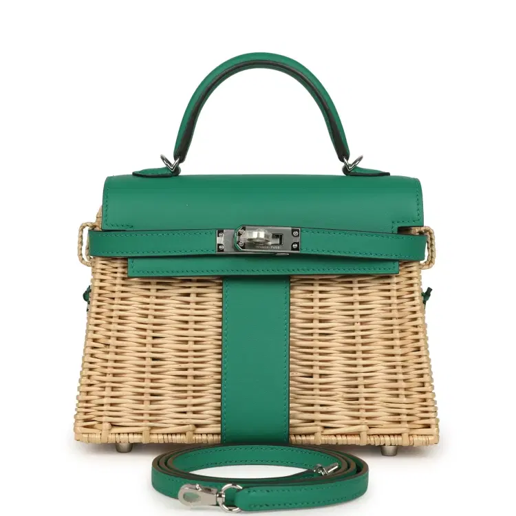 Hermes Mini Picnic Kelly 20 Vert Vertigo Swift Palladium Hardware-Hover-Image