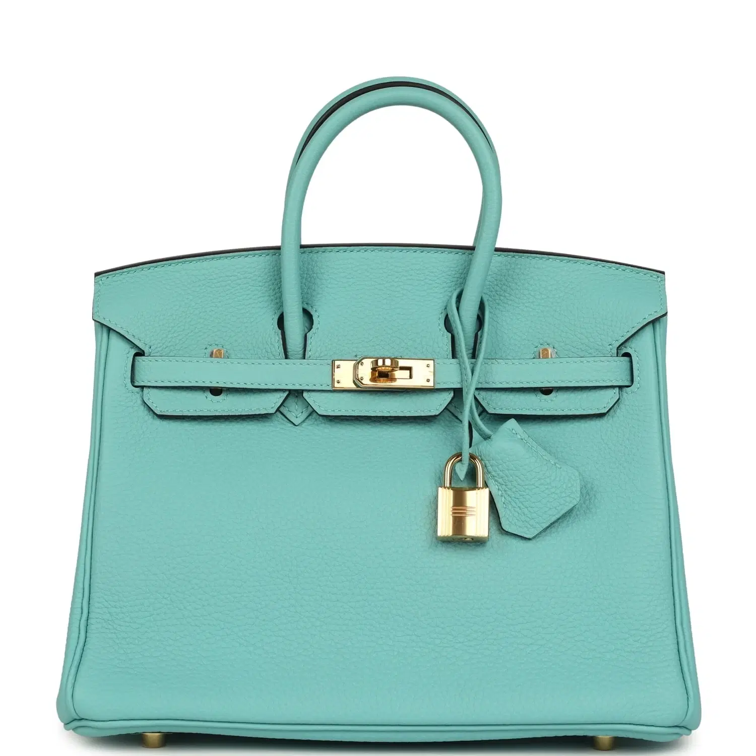 Pre-owned Hermes Birkin 25 Bleu Atoll Togo Gold Hardware