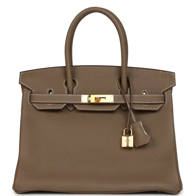 Pre-owned Hermes Birkin 30 Etoupe Togo Gold Hardware-Hover-Image