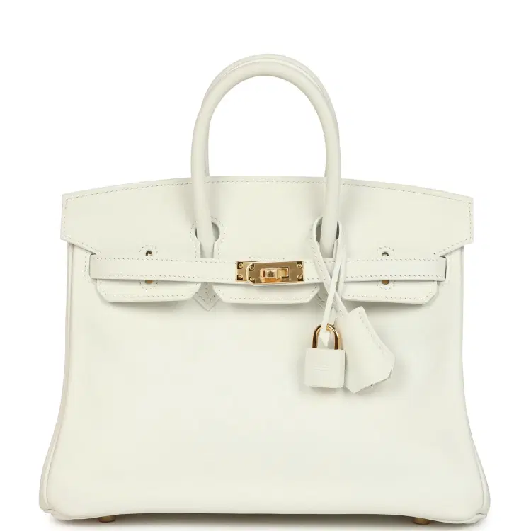 Hermes Birkin 25 New White Swift Gold Hardware-Hover-Image
