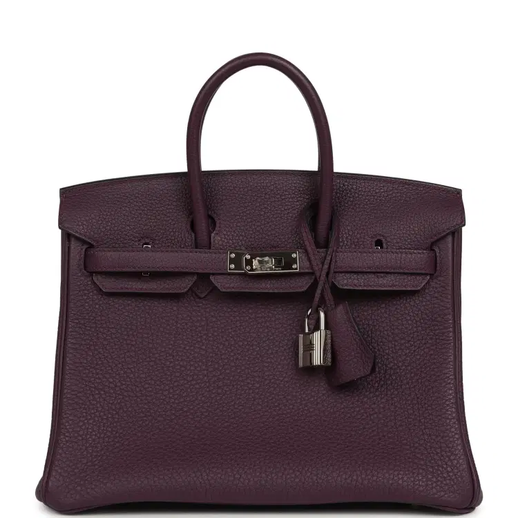 Pre-owned Hermes Birkin 25 Raisin Togo Palladium Hardware-Hover-Image