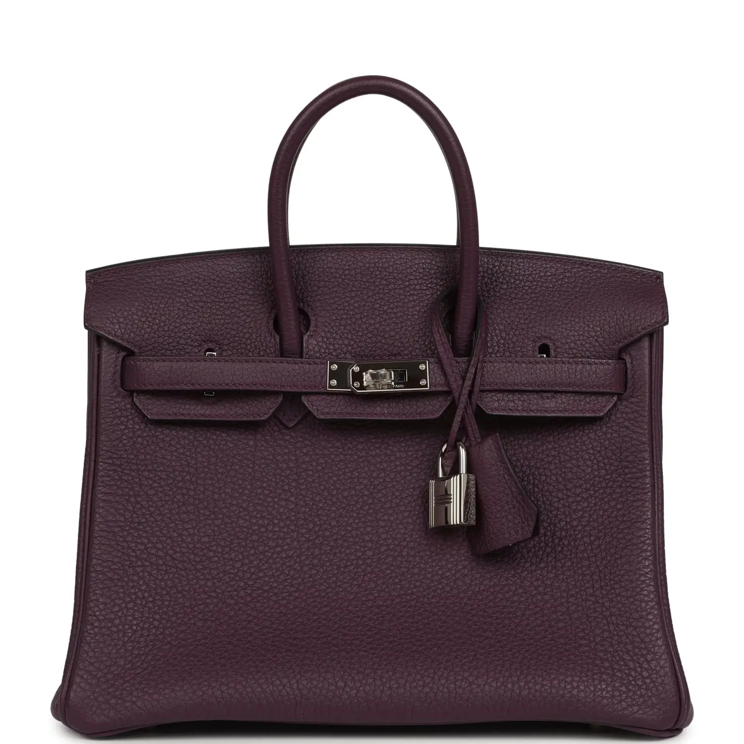 Pre-owned Hermes Birkin 25 Raisin Togo Palladium Hardware