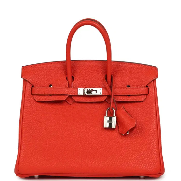 Pre-owned Hermes Birkin 25 Capucine Togo Palladium Hardware-Hover-Image