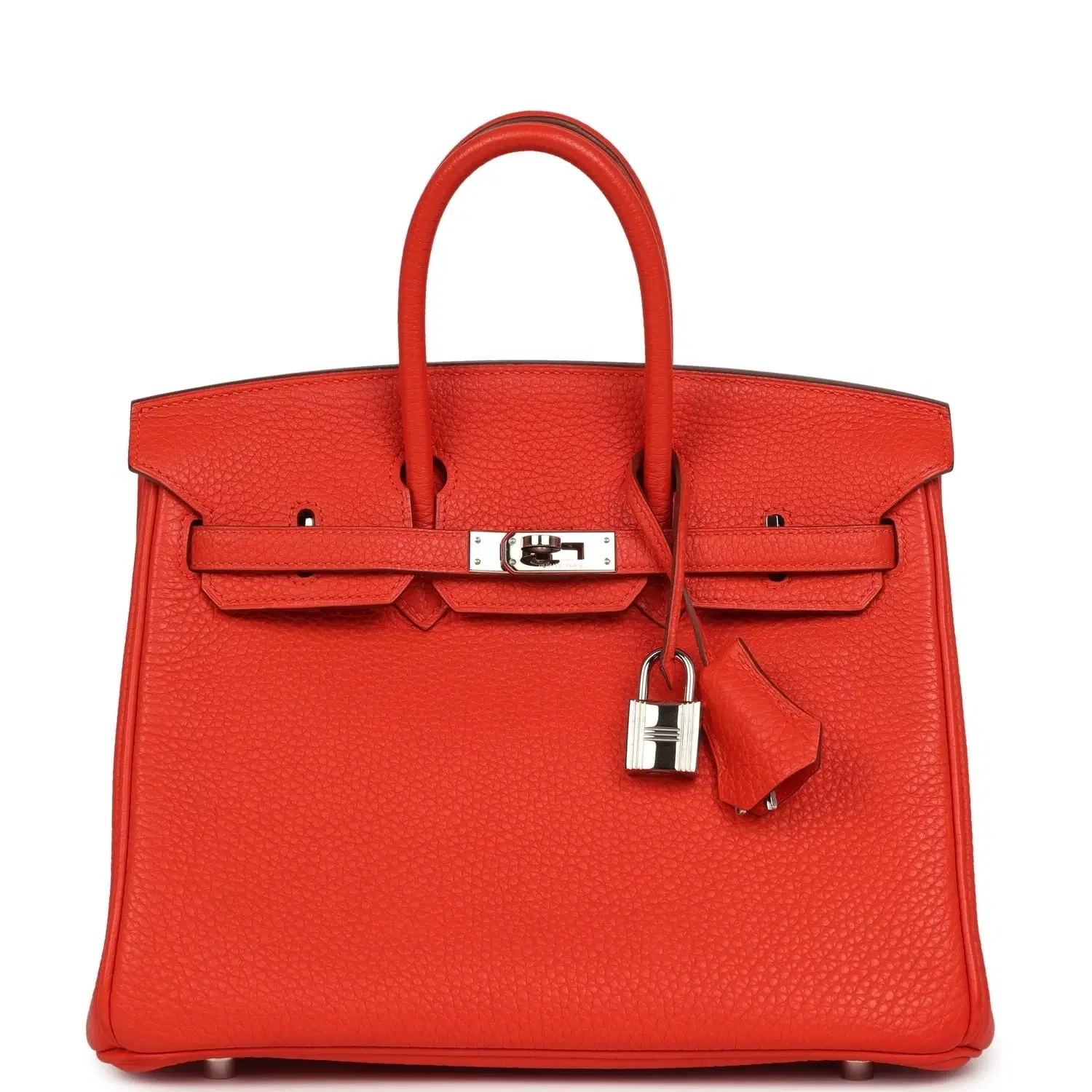 Pre-owned Hermes Birkin 25 Capucine Togo Palladium Hardware