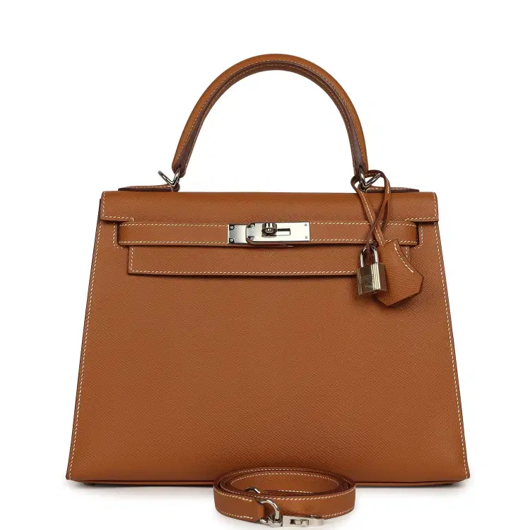 Pre-owned Hermes Kelly Sellier 28 Gold Epsom Palladium Hardware-Hover-Image