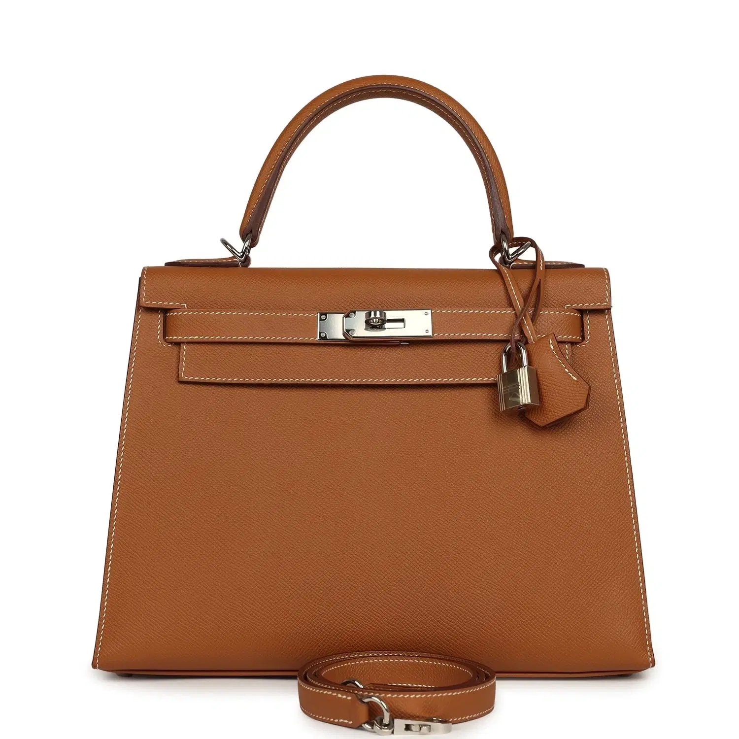 Pre-owned Hermes Kelly Sellier 28 Gold Epsom Palladium Hardware