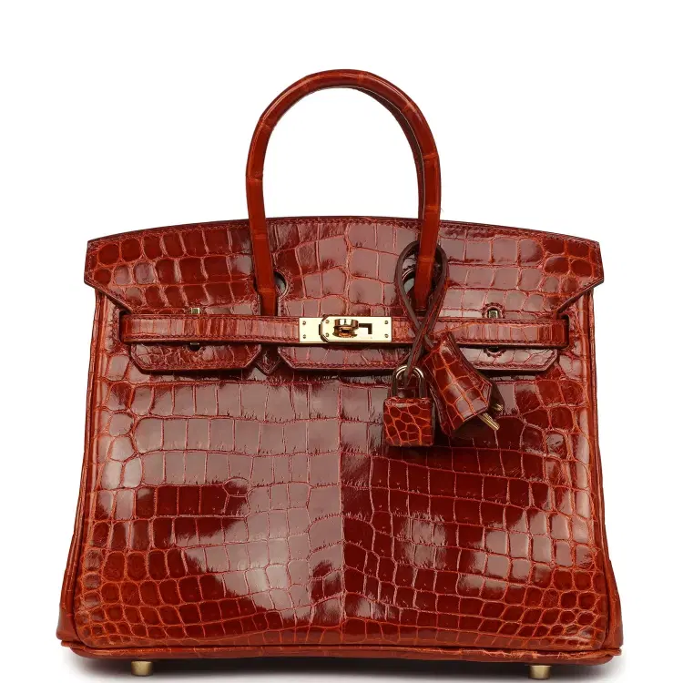 Pre-owned Hermes Birkin 25 Étrusque Shiny Niloticus Crocodile Gold Hardware-Hover-Image