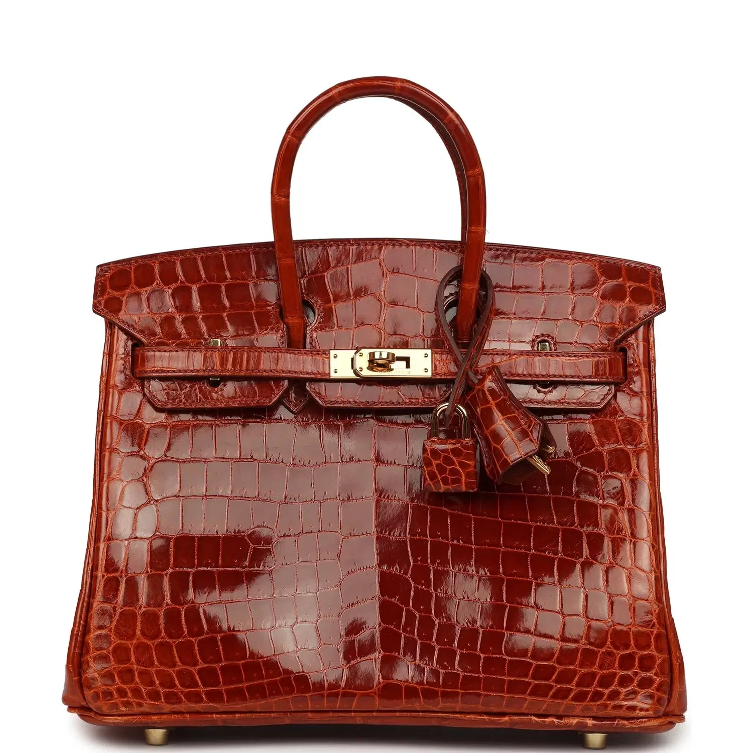 Pre-owned Hermes Birkin 25 Étrusque Shiny Niloticus Crocodile Gold Hardware
