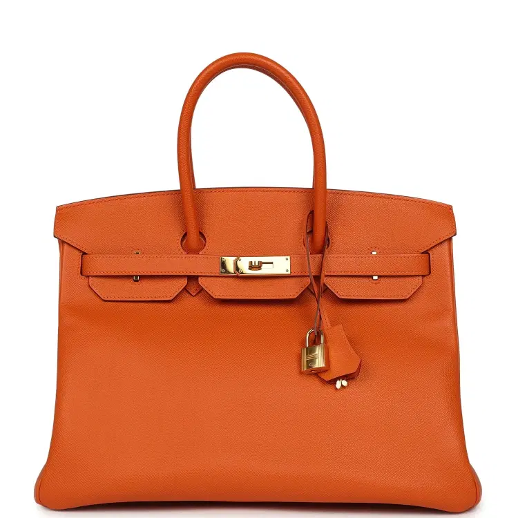 Pre-owned Hermes Birkin 35 Orange Epsom Gold Hardware-Hover-Image