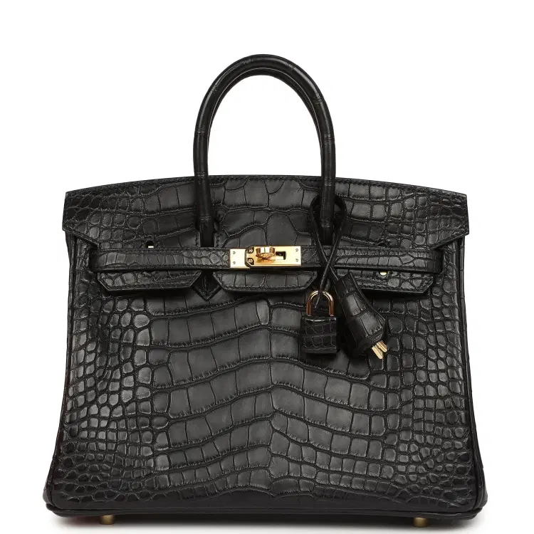 Hermes Birkin 25 Black Matte Alligator Gold Hardware-Hover-Image