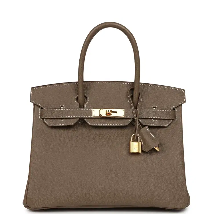 Pre-owned Hermes Birkin 30 Etoupe Epsom Gold Hardware-Hover-Image