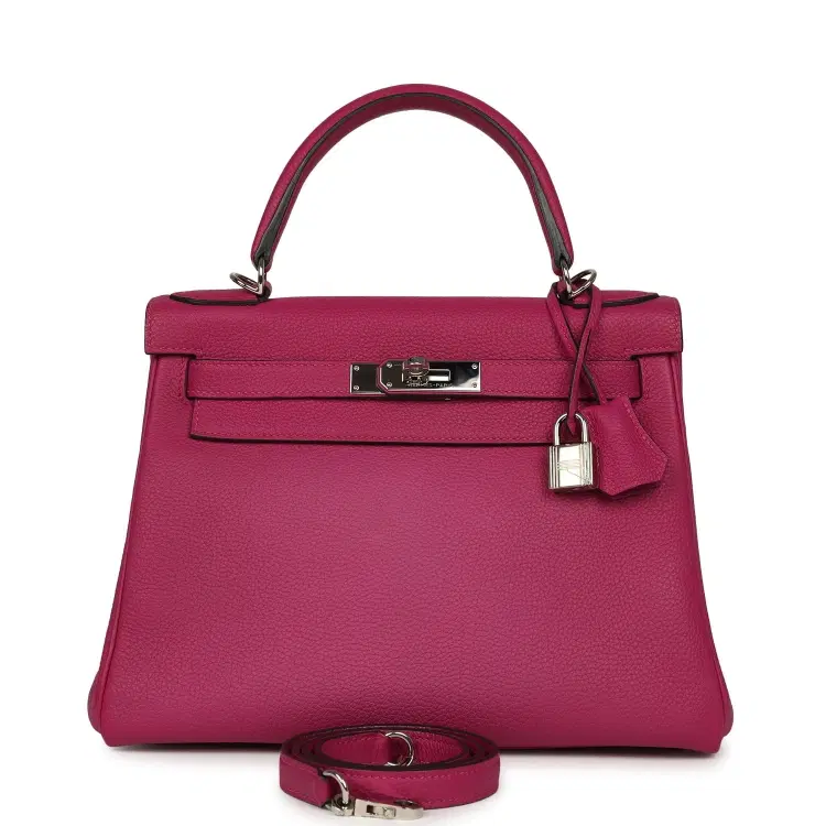Pre-owned Hermes Kelly Retourne 28 Rose Poupre Togo Palladium Hardware-Hover-Image