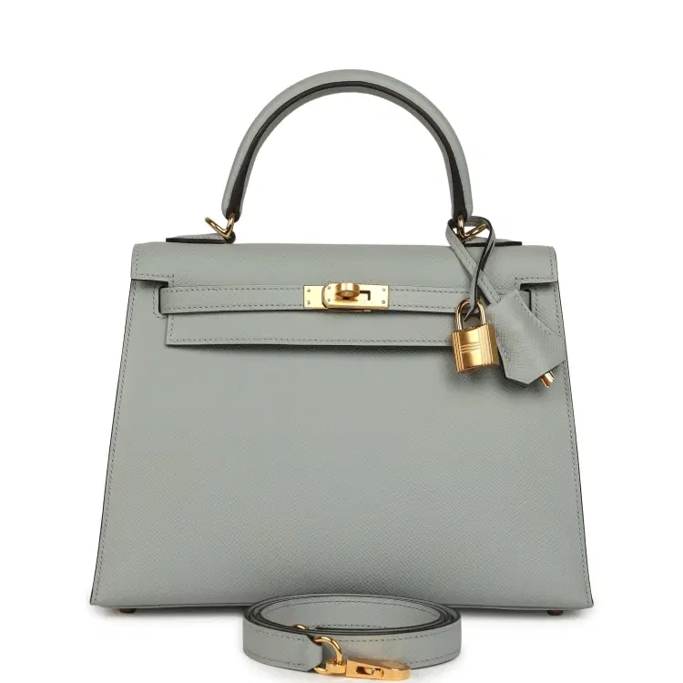 Hermes Kelly Sellier 25 Bleu Glacier Epsom Gold Hardware-Hover-Image