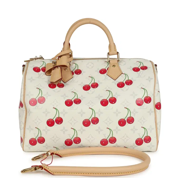 Louis Vuitton X Takashi Murakami Soft Speedy Bandouliere 30 Cherry White Monogram Gold Hardware-Hover-Image